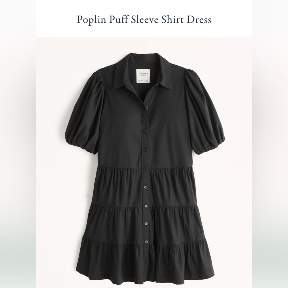 Abercrombie & Fitch- Poplin Puff Sleeve Shirt Dress, size Large